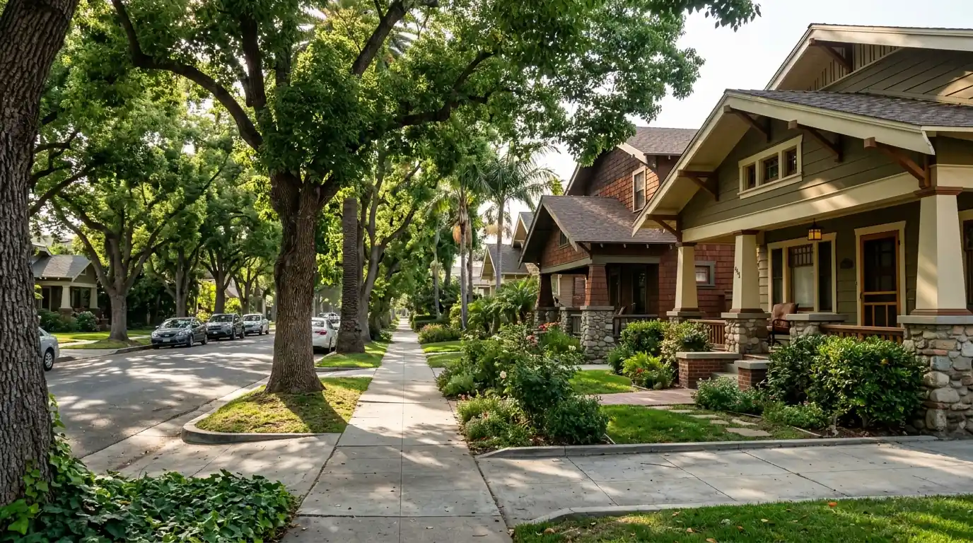 Historic craftsman and period revival homes on a shaded street in Santa Ana California, pestcontrolhuntingtonbeachca Santa Ana feature